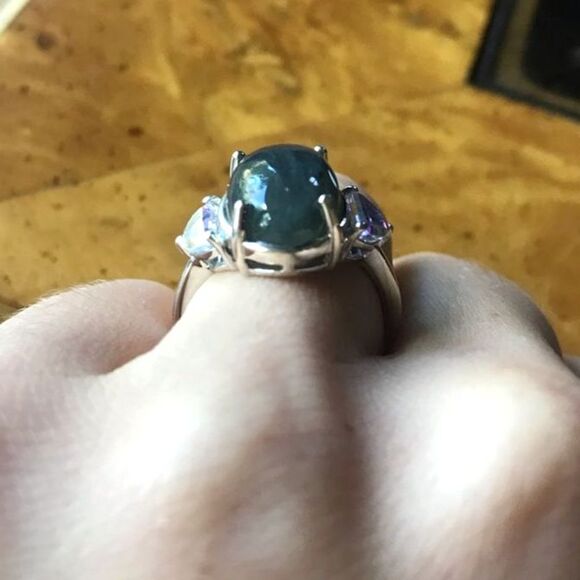 Natural Labradorite Mystic Topaz Sterling Silver Ring Size 7 - Picture 3 of 7